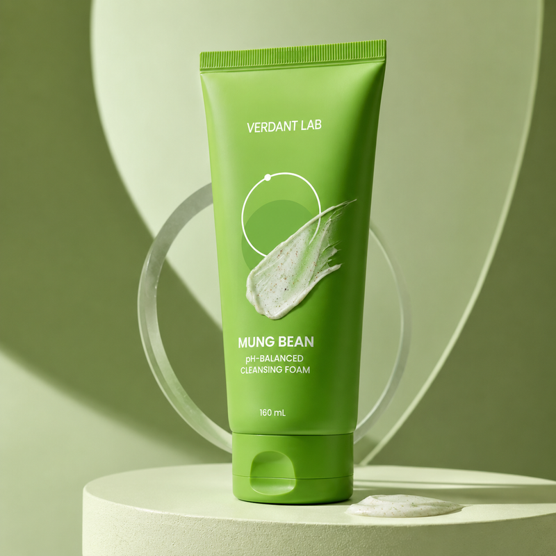 Private Label Mung Bean pH-Balanced Gentle Cleansing Foam 160mL-zoom-